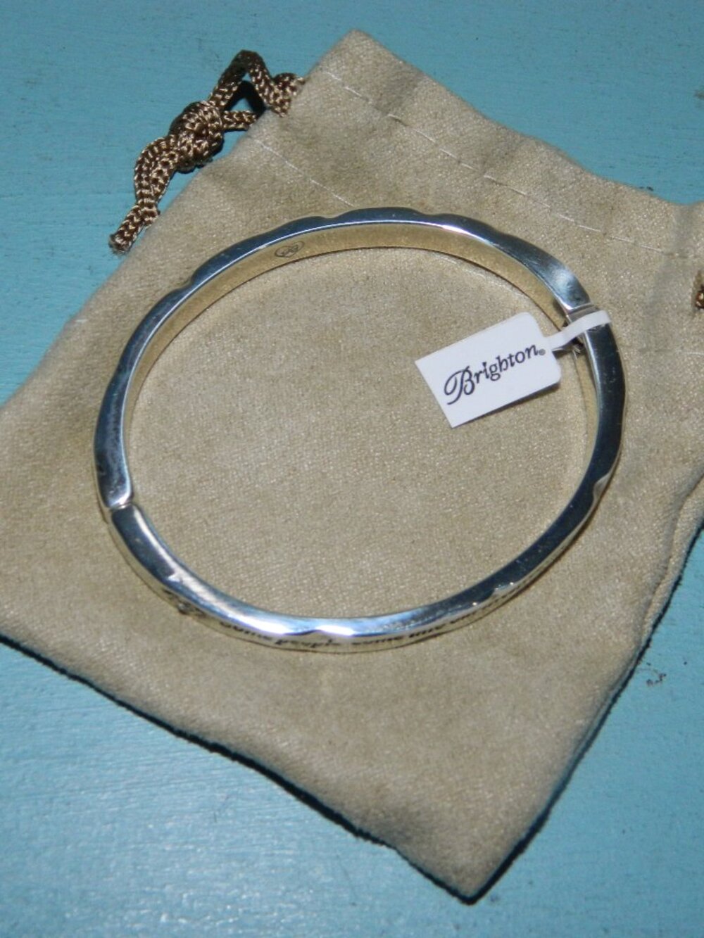 Brighton Footprints Hinged Bangle Silver Finish Bracelet NWT